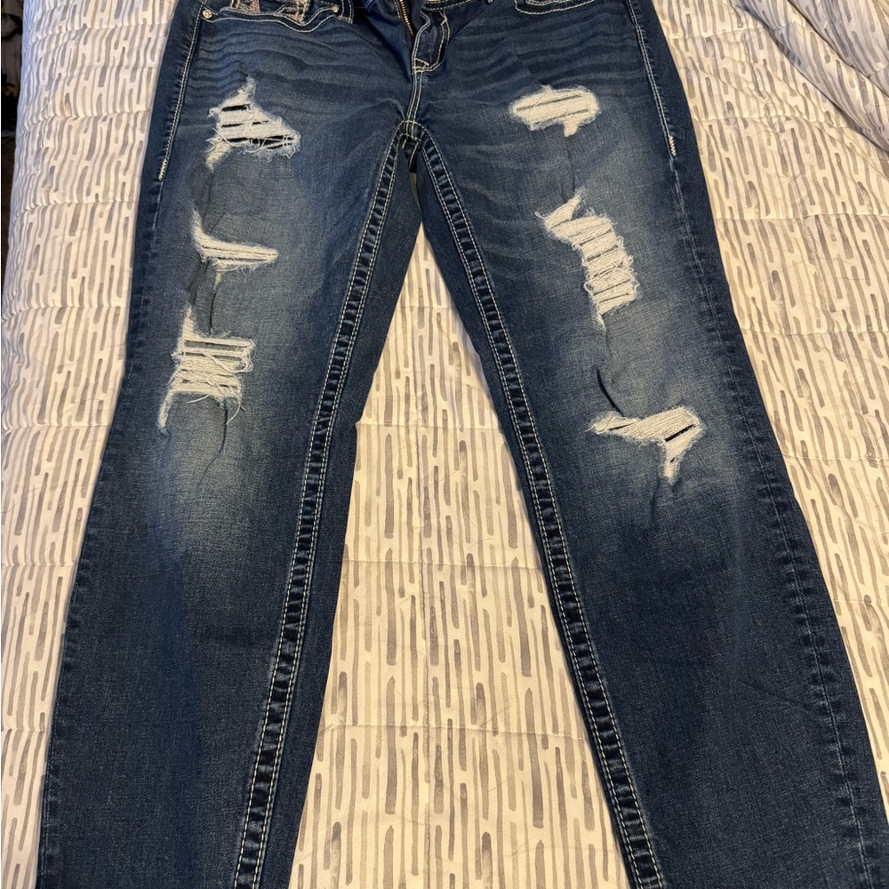 Vigoss Dark Blue Distressed Skinny Jeans